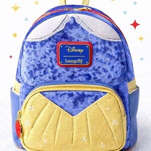 Disney Loungefly Snow White Cosplay Mini Backpack Velvet Princess Dress Bag NWT